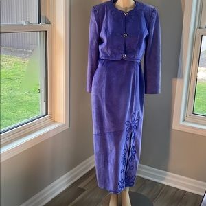 Vintage Danier Black Leather Purple Dress